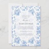 Franse Toile Bloem Beer Baby Shower Kaart (Voorkant)