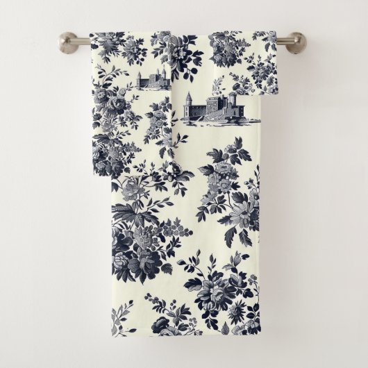 Franse Toile Bloemen Patroon Bad Handdoek (Insitu)