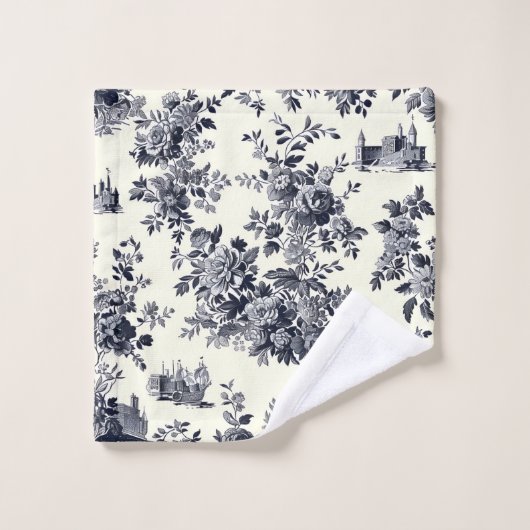 Franse Toile Bloemen Patroon Bad Handdoek (Wasdoekje)