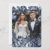  Franse Toile Bloemen Trouwfoto Kaart (Achterkant)