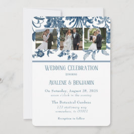  Franse Toile Bloemen Trouwfoto Kaart