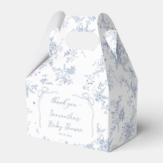 Franse Toile Blue Baby shower Bedankdoosjes (Voorkant Zijde)