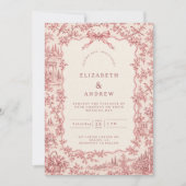 Franse Toile Blush Bruiloft Kaart (Voorkant)
