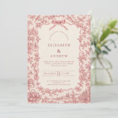 Franse Toile Blush Bruiloft Kaart (Staand voorkant)
