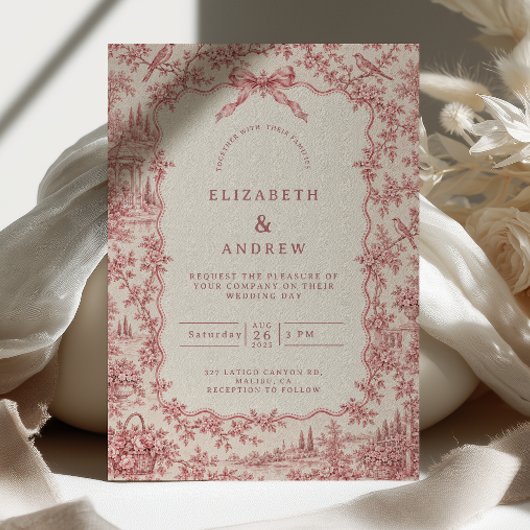 Franse Toile Blush Bruiloft Kaart