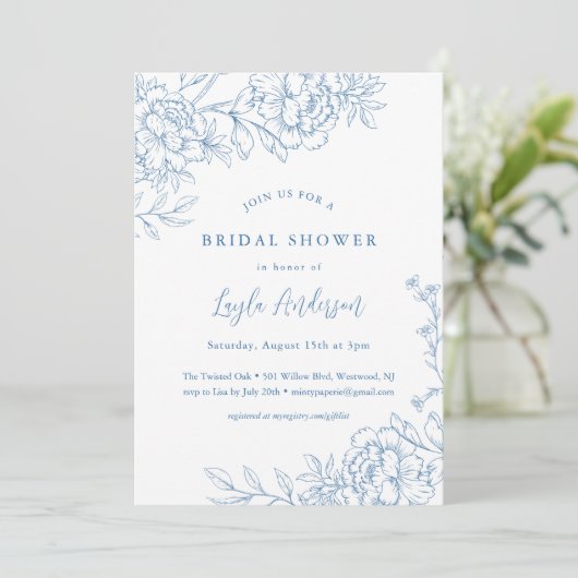 FRANSE TOILE Bruids Douche Uitnodiging (Staand voorkant)