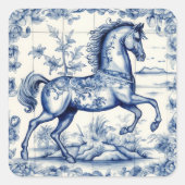 Franse Toile Carrousel Paard Decoratie Vierkante Sticker (Voorkant)