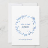 Franse Toile Chinoiserie Blauwe Witte Bruiloft Kaart (Achterkant)