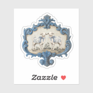 Franse Toile   Chinoiserie Nativity Sheep Sticker