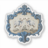 Franse Toile | Chinoiserie Nativity Sheep Sticker (Voorkant)
