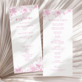 Franse Toile Classic Roze Bloemen Huwelijk Programmakaart