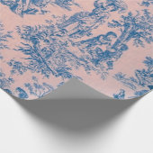 Franse toile de jouy blauw en roze decoupage cadeaupapier (Hoek)