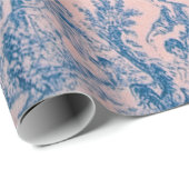 Franse toile de jouy blauw en roze decoupage cadeaupapier (Rol Hoek)