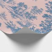 Franse toile de jouy blauw en roze decoupage cadeaupapier (Hoek)