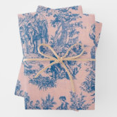 Franse toile de jouy blauw en roze decoupage inpakpapier vel (In situ)