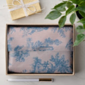 Franse toile de jouy blauw en roze decoupage tissuepapier (Geschenk)