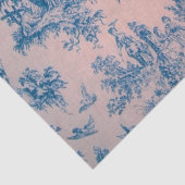 Franse toile de jouy blauw en roze decoupage tissuepapier (Detail)