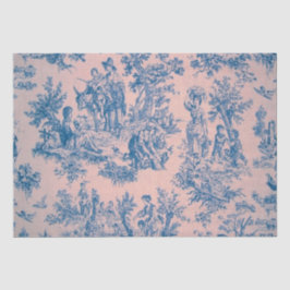 Franse toile de jouy blauw en roze decoupage tissuepapier