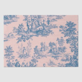 Franse toile de jouy blauw en roze decoupage tissuepapier