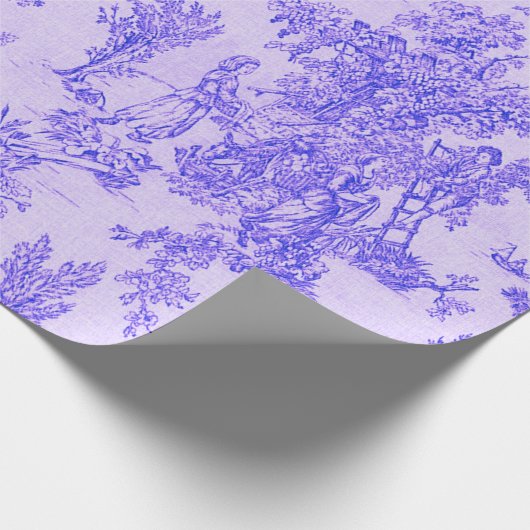 Franse toile de jouy blauw en wit decoupage cadeaupapier (Hoek)