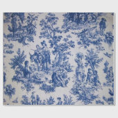 Franse toile de jouy blauw en wit decoupage cadeaupapier (Vlak)