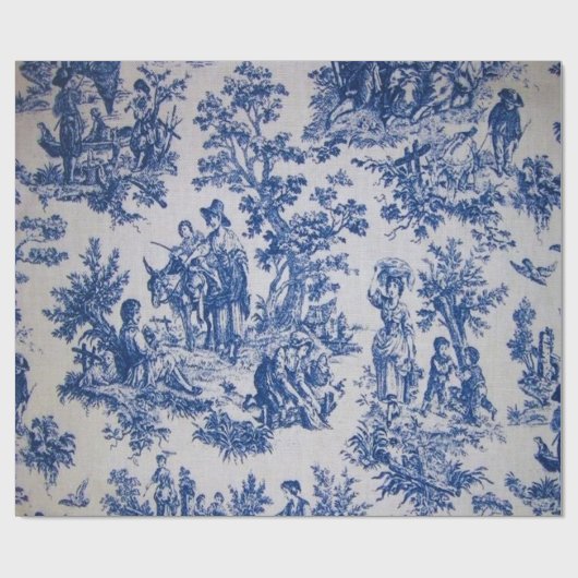 Franse toile de jouy blauw en wit decoupage cadeaupapier (Vlak)