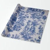 Franse toile de jouy blauw en wit decoupage cadeaupapier (Uitgerold)