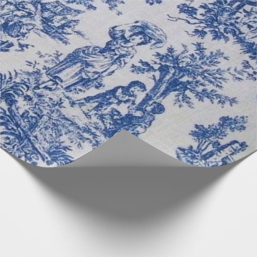 Franse toile de jouy blauw en wit decoupage cadeaupapier (Hoek)