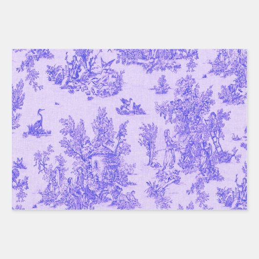 Franse toile de jouy blauw en wit decoupage inpakpapier vel (Voorkant 2)