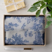 Franse toile de jouy blauw en wit decoupage tissuepapier (Geschenk)