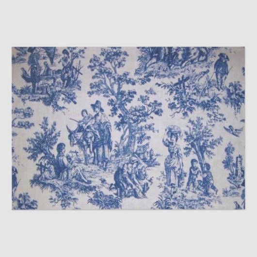 Franse toile de jouy blauw en wit decoupage tissuepapier (Voorkant)