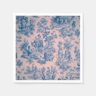 Franse toile de jouy blauw roze elegante decoupage servet