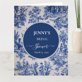 Franse Toile de Jouy Blauw-wit Vrijgezellenfeest Kaart