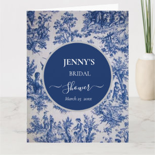 Franse Toile de Jouy Blauw-wit Vrijgezellenfeest Kaart