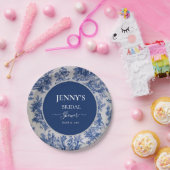 Franse Toile de Jouy Blauw-wit Vrijgezellenfeest Papieren Bordje (Feest)