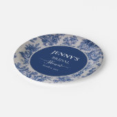 Franse Toile de Jouy Blauw-wit Vrijgezellenfeest Papieren Bordje (Gekanteld)