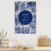 Franse Toile de Jouy Blauw-wit Vrijgezellenfeest Poster (Keuken)