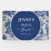 Franse Toile de Jouy Blauw-wit Vrijgezellenfeest Spandoek (Horizontaal)