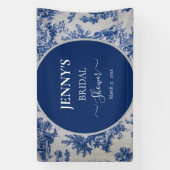 Franse Toile de Jouy Blauw-wit Vrijgezellenfeest Spandoek (Verticaal)