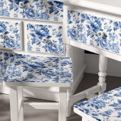 Franse Toile de Jouy Blauwe Bloemen Decoupage Tissuepapier