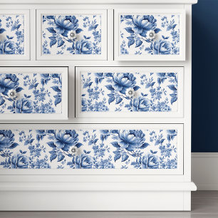 Franse Toile De Jouy Blauwe Bloemendecoupeerpapier Tissuepapier