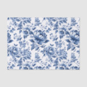 Franse Toile De Jouy Blauwe Bloemendecoupeerpapier Tissuepapier (Voorkant)