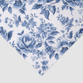 Franse Toile De Jouy Blauwe Bloemendecoupeerpapier Tissuepapier (Detail)