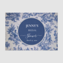 Franse Toile de Jouy blauwe en witte bruidsdouche