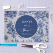 Franse Toile de Jouy Blauwe en Witte Bruidsdouche Tissuepapier (Craft)