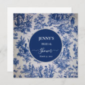 Franse Toile de Jouy Blauwe en Witte Bruiloft Fees Save The Date (Voorkant / Achterkant)