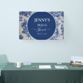 Franse Toile de Jouy Blauwe en Witte Bruiloft Fees Spandoek (Beurs)