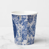 Franse Toile de Jouy Blauwe en Witte Bruiloft Papieren Bekers (Links)