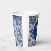 Franse Toile de Jouy Blauwe en Witte Bruiloft Papieren Bekers (Rechts)