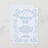 Franse Toile De Jouy Blauwe Flora Bruiloftsfeest Bedankkaart (Voorkant / Achterkant)